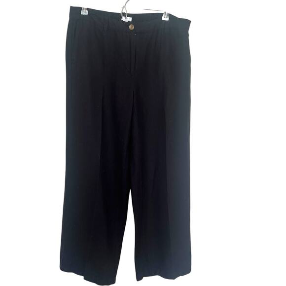 J.Jill Women's Linen Blend Wide Leg Trouser Pants Black Size 12 - Picture 1 of 9